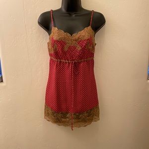 Express Red & Brown Lace Camisole Top Size XS NWT